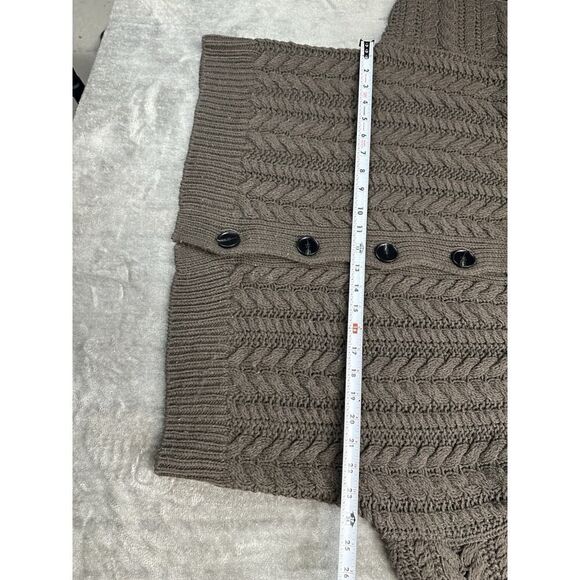 Something Navy Small Cable Knit Brown Long Sleeve Sweater Cardigan Rust Crew - Picture 7 of 10